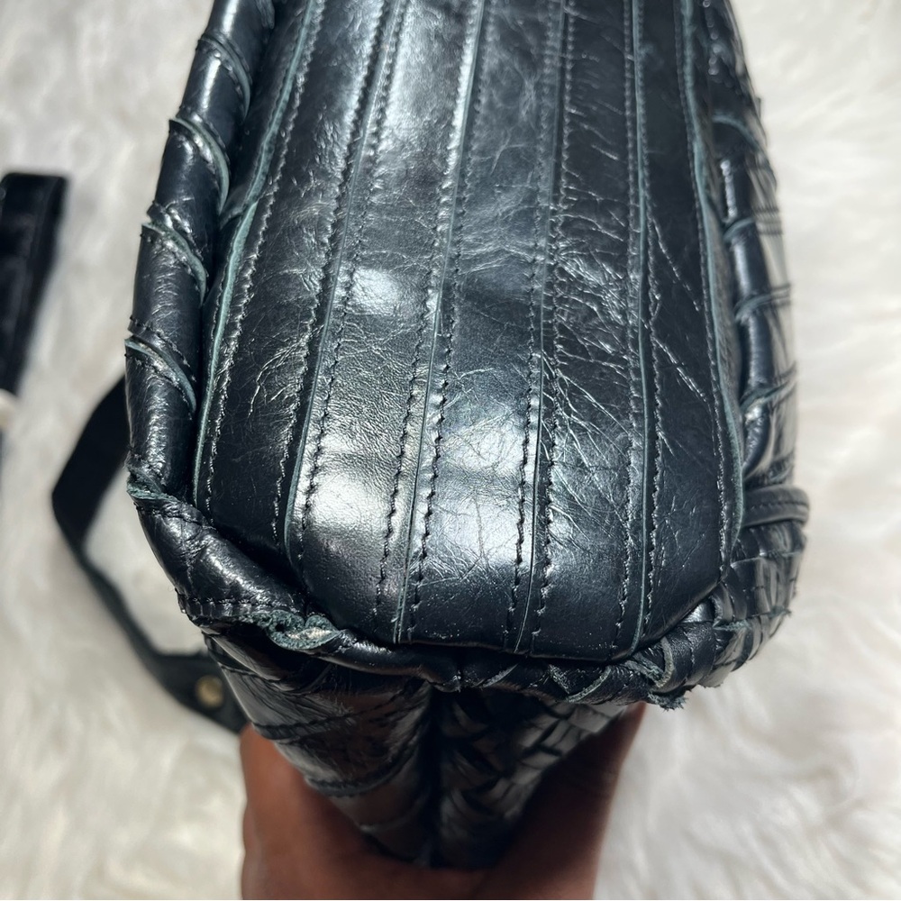 Nwot Ameri Leather Chic Black Woven Shoulder Bag … - image 8